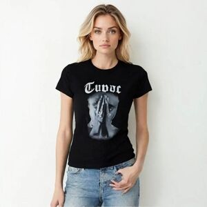 Tupac Shakur Graphic T-Shirt  Prayer Black Vintage 90s Women's Size Med